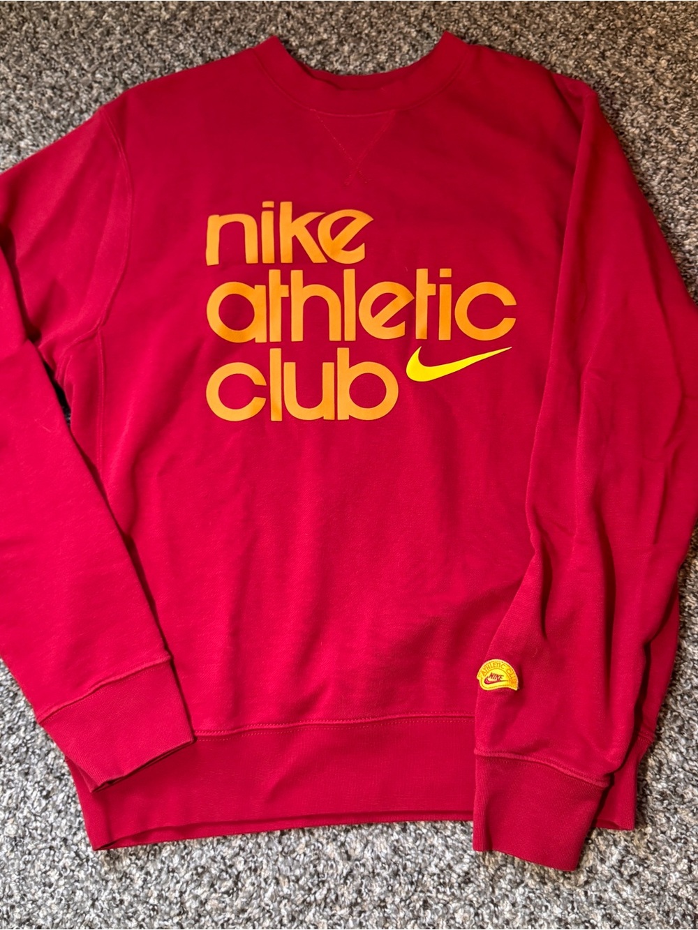 Nike Red Crewneck Sweatshirt with Yellow Logo